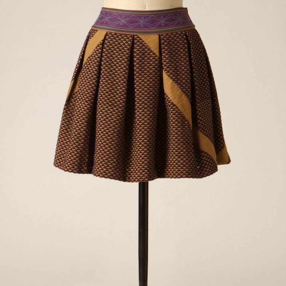 Anthropologie Pankaj & Nidhi Giza Skirt Embroidered Mini NWT RARE size 10